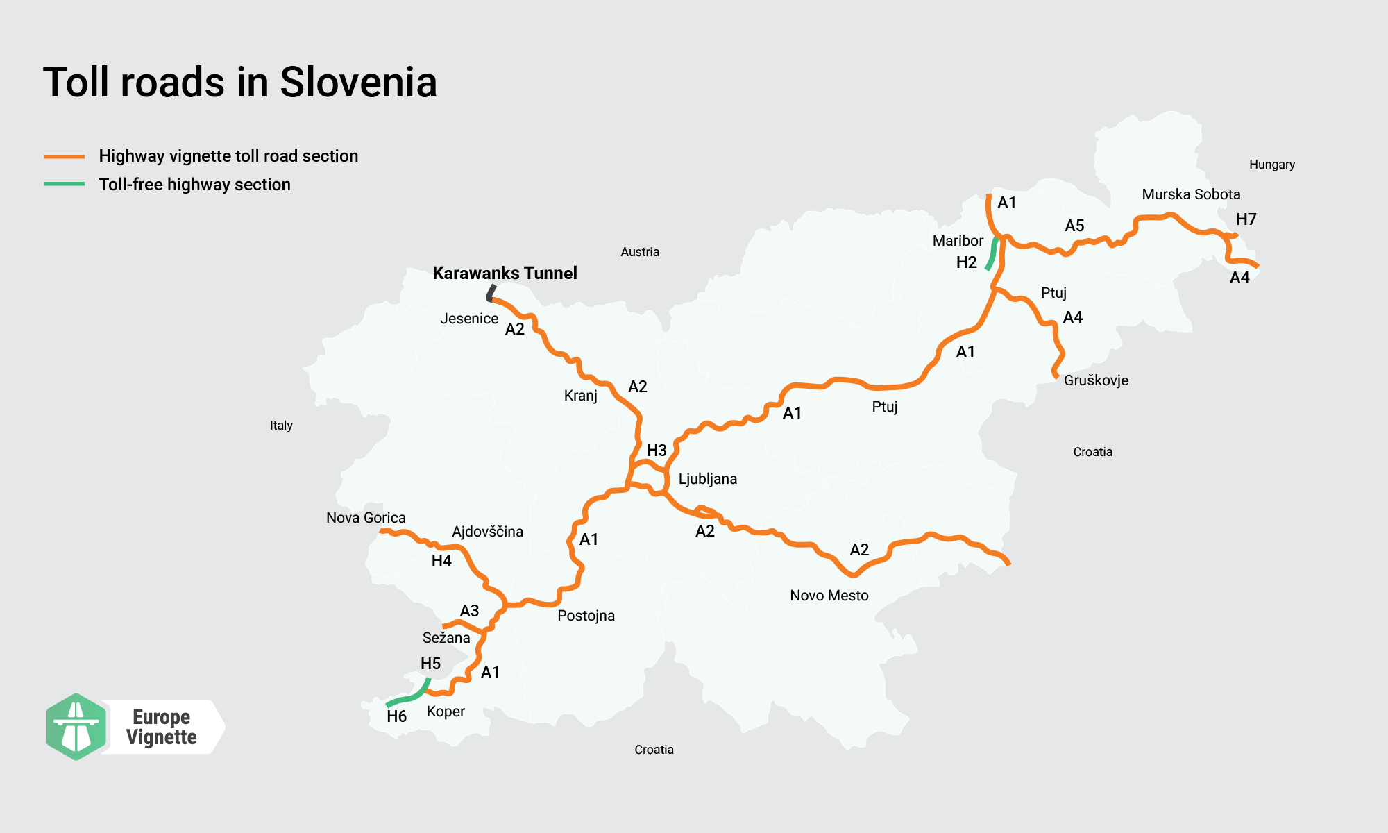 map-of-toll-roads-slovenia Map of toll roads in Slovenia
