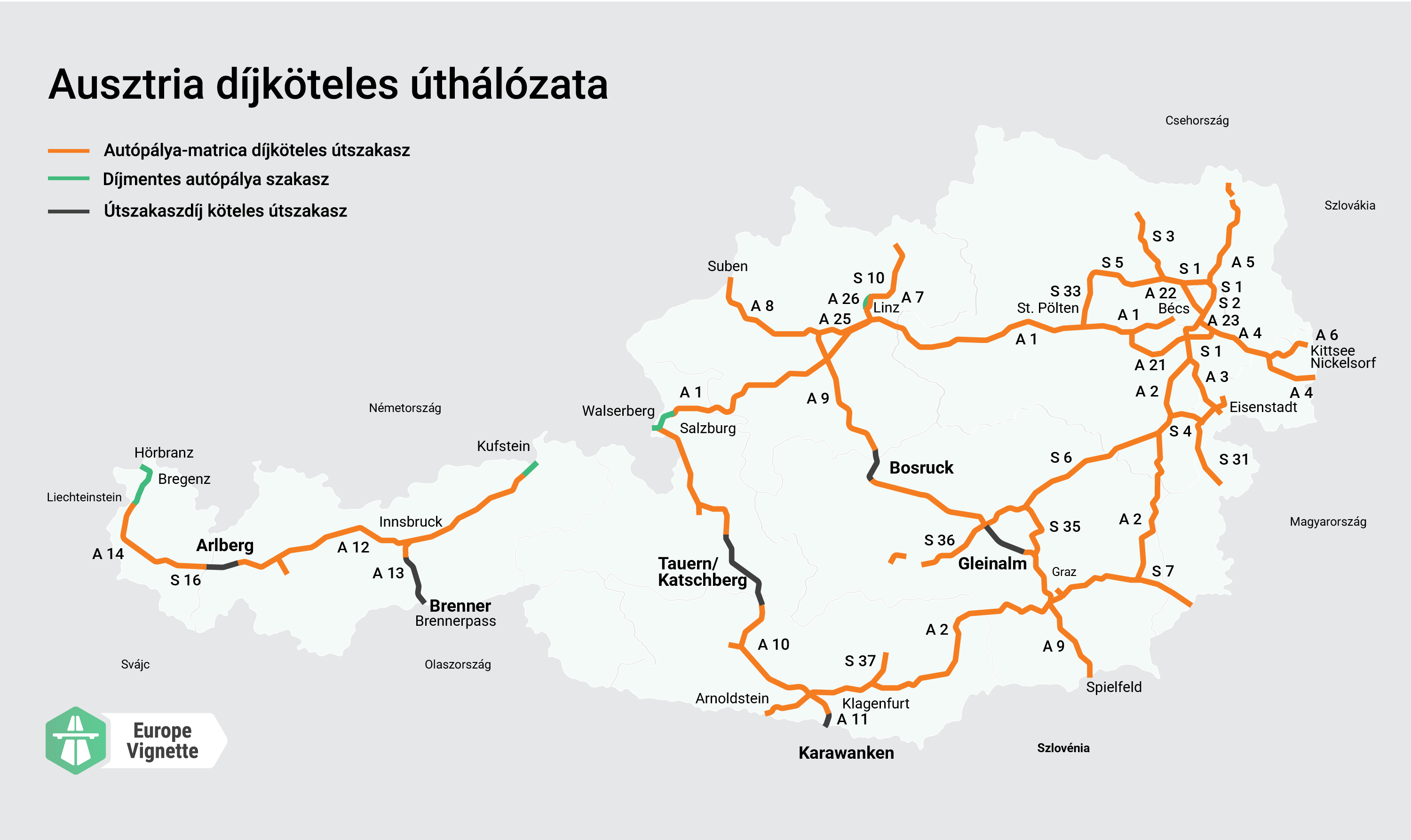 Ismerd meg Ausztria fizetős úthálózatának térképét