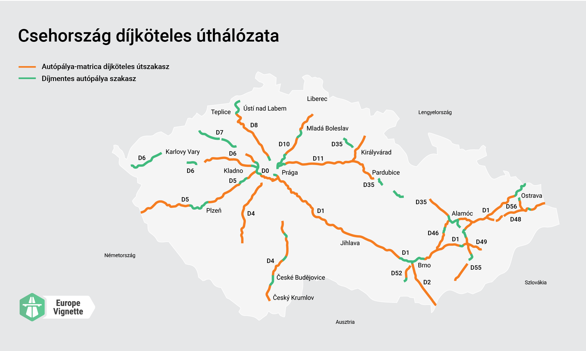 Toll roads map of Czechia, plan ahead for a hassle-free trip!