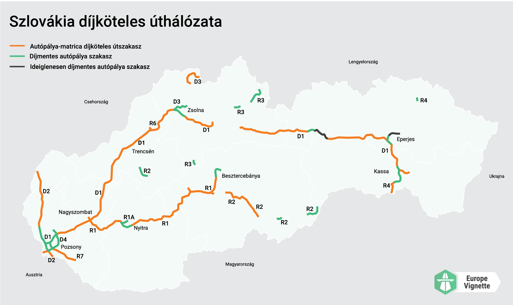 europe-vignette-toll-roads-map-slovakia Toll roads map of Slovakia, plan ahead for a hassle-free trip!